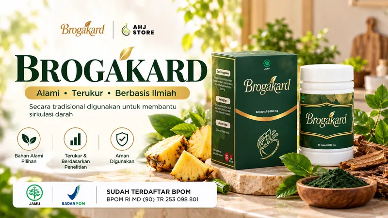 Brogakard – alami, terukur, berbasis ilmiah. Secara tradisional digunakan untuk membantu sirkulasi darah. Bahan alami pilihan, terukur dan berdasarkan penelitian, aman digunakan. Sudah terdaftar BPOM RI TR 253 098 801.